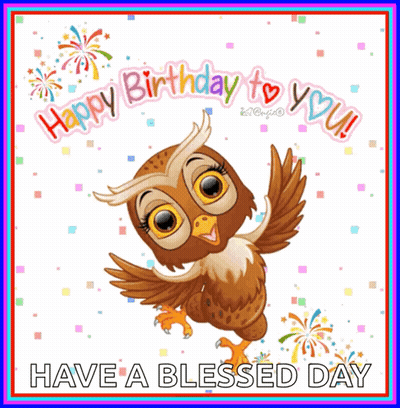 Happy Birthday Card With Owl GIF