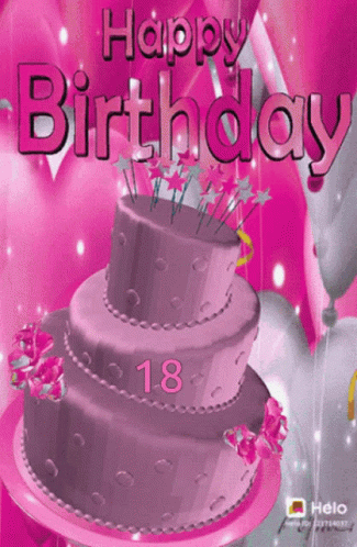 Happy Birthday Card With Pink Cake GIF