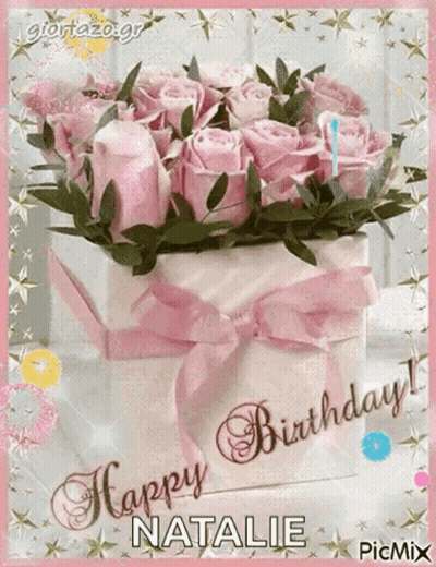 Happy Birthday Card With Pink Roses GIF