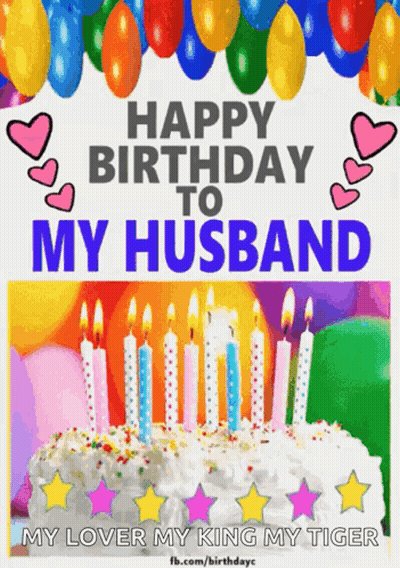 Happy Birthday Card With Red Hearts For Awesome Husband GIF