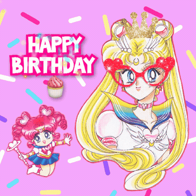 Happy Birthday Card With Sailor Moon GIF