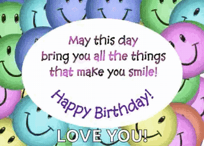 Happy Birthday Card With Smiley Faces May This Day Bring You All The Things That Make You Smile GIF