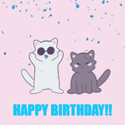 Happy Birthday Card With Two Cats GIF