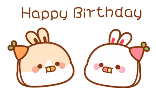Happy Birthday Card With Two Rabbits Sticker