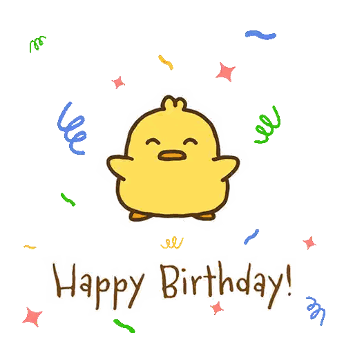 Happy Birthday Card With Yellow Duck Sticker