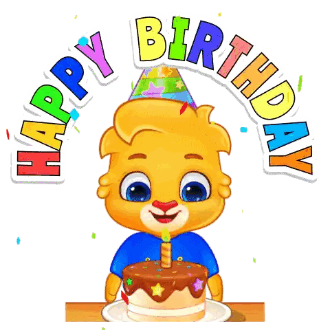 Happy Birthday Cartoon Blowing Candle Sticker