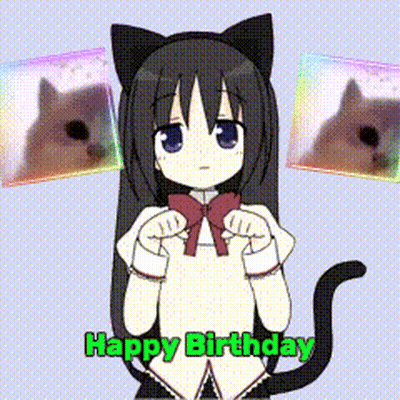 Happy Birthday Cat Girl With Two Cats GIF