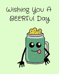 Happy Birthday Cheers Animated Beer Waving Hello GIF