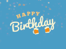 Happy Birthday Cheers Beer Drinks Animated Greeting GIF