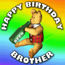 Happy Birthday Cheers Brother Bear Drinking Beer GIF