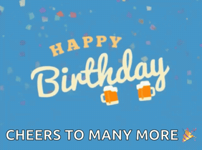 Happy Birthday Cheers To Many More On Blue Background GIF