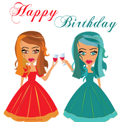 Happy Birthday Cheers Wine Animated Princess