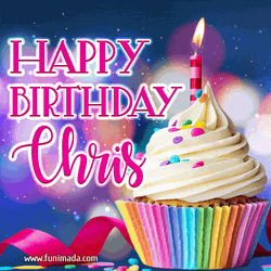 Happy Birthday Chris Cupcake Simple Celebration GIF