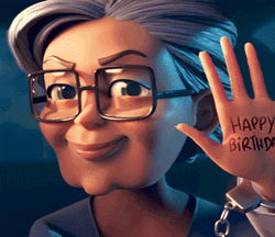 Happy Birthday Computer Generated Old Lady  GIF