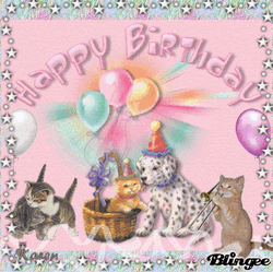 Happy Birthday Cute Dalmatian Puppy And Cats