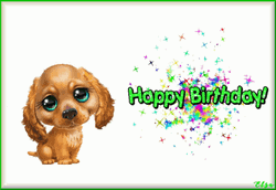 Happy Birthday Cute Puppy With Colorful Sparkles