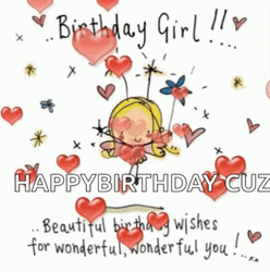  Happy Birthday Cuz Girl Giving Love GIF