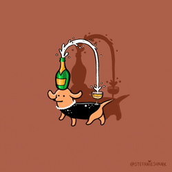 Happy Birthday Dachshund Wine Exhibition GIF