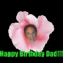 Happy Birthday Dad Rotating Pink Flower GIF