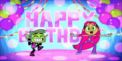 Happy Birthday Dance Beast Boy Starfire GIF