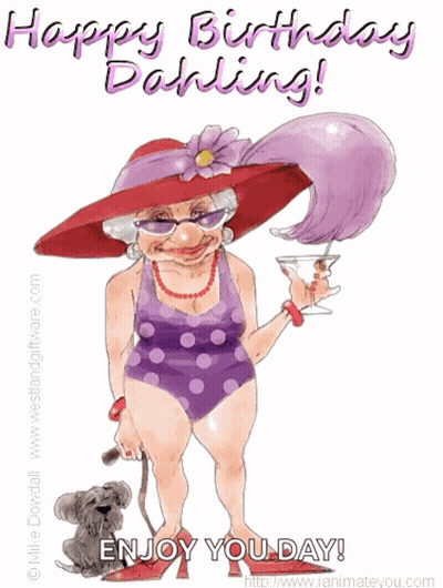 Happy Birthday Darling Elderly Lady GIF
