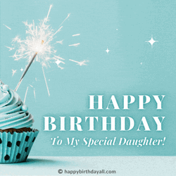 Happy Birthday Daughter Blue Cupcake Fine Art GIF