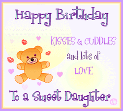 Happy Birthday Daughter Kisses And Cuddles Graphic Design GIF