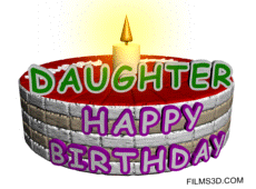 Happy Birthday Daughter Round Cake Computer Art GIF