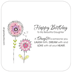 Happy Birthday Daughter Shimmering Flowers Fine Art GIF