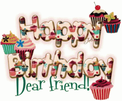 Happy Birthday Dear Friend Sweet Cupcakes GIF