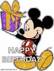 Happy Birthday Disney Mickey Mouse Glittery Gift GIF
