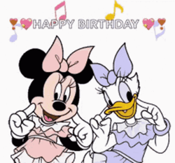 Happy Birthday Disney Minnie And Daisy Dancing GIF