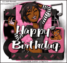 Happy Birthday Diva Animated Ebony Girl GIF