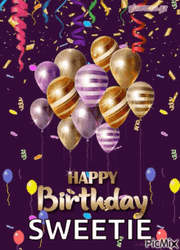 Happy Birthday Diva Colorful Confetti Helium Balloons GIF