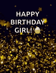 Happy Birthday Diva Sparkling Golden Stars GIF