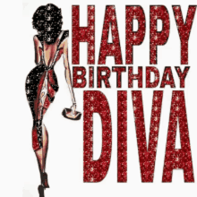 Happy Birthday Diva Sparkling Woman Turned Back GIF