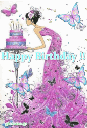 Happy Birthday Diva Sweet Girl Majestic Purple Gown GIF