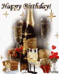 Happy Birthday Diva Wine Cake Sparkle GIF