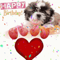 Happy Birthday Dog Falling Confetti GIF