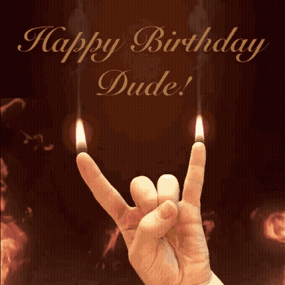Happy Birthday Dude Hand Holding Candles GIF