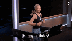 Happy Birthday From Woman Running On Treadmill GIF