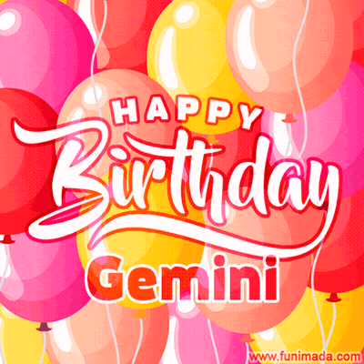 Happy Birthday Gemini With Colorful Balloons GIF