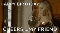 Happy Birthday Girlfriend Amy Schumer Big Wine Glasses Cheers GIF