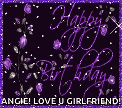 Happy Birthday Girlfriend Angie Love You Purple Sparkles GIF