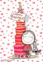 Happy Birthday Girlfriend Becky Tall Cake GIF