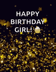 Happy Birthday Girlfriend Confetti Golden Sparkles GIF