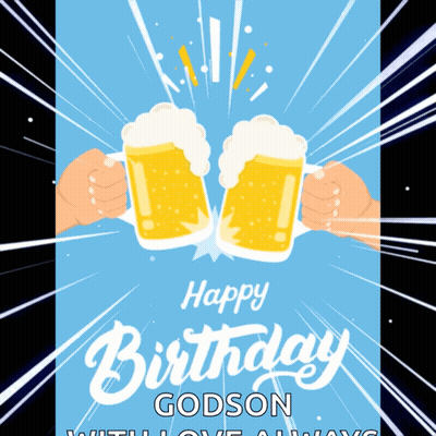Happy Birthday Godson Beer Mugs Card GIF