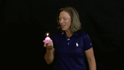 Happy Birthday Golf Player Angela Stanford Blowing Candle GIF