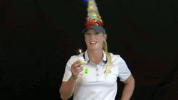 Happy Birthday Golf Player Jacqui Concolino Blowing Candle GIF