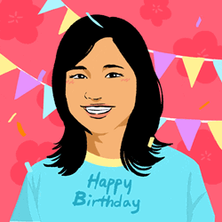 Happy Birthday Granddaughter Asian Smile Confetti GIF